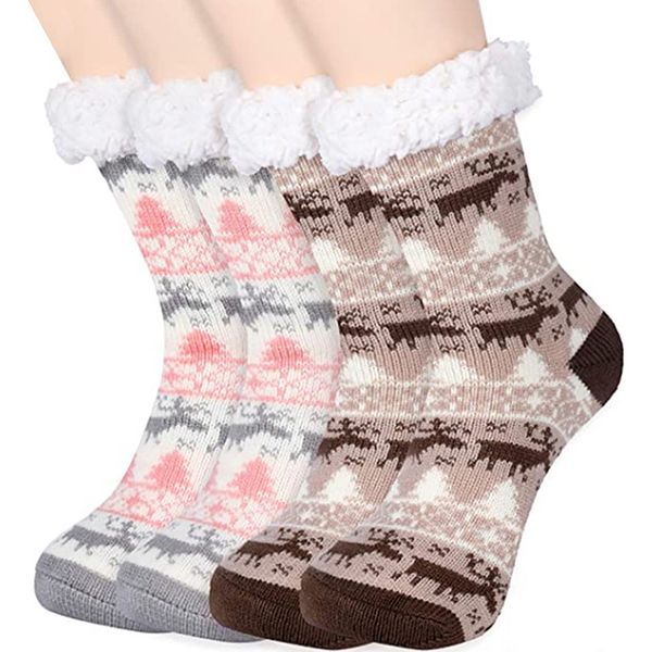 

sweet cartoon womens slippers autumn winter plush floor socks home simple life no-skid sole soft slippers relax yoga size 36-42, Black