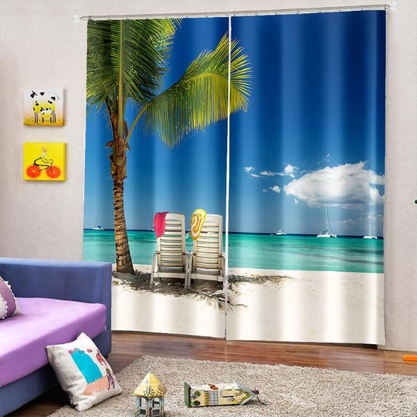 

curtain & drapes home beach mountain scenery 3d printing sunshade material custom decorative bedroom living room