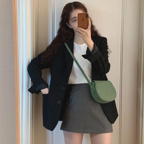 

fy001 black suit jacket female british style loose spring and autumn suit., White;black