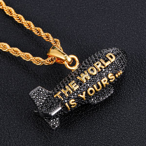 

new fasnion hip hop the world is yours blimp silver color cubic zircon necklaces & pendants for men jewelry with tennis chain gifts