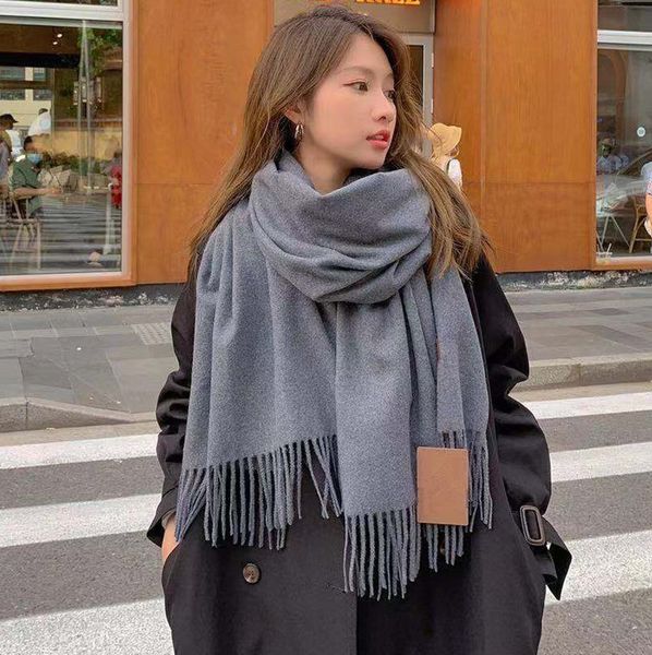 

2021 fashion new 100% cashmere scarf winter luxury male and female designer scarf classic solid color scarf, Blue;gray