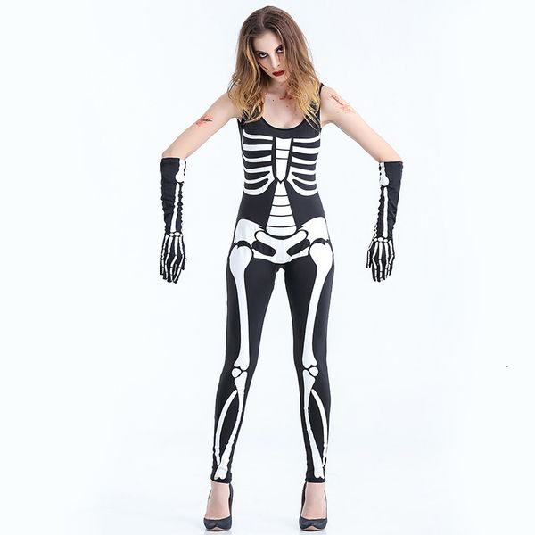 

2021 new halloween costume ghost skeleton jumpsuit carnival masquerade party scary demon ny skull vampire cosplay fancy bodycon 6kfq, Black
