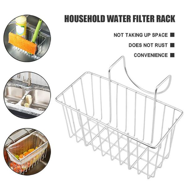 

kitchen storage & organization sink shelf soap sponge drain rack stainless steel basket bag faucet holder bathroom accessorie