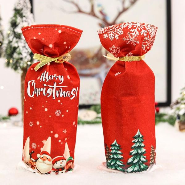 

gift wrap party santa claus year tableware christmas wine bottle cover table decoration bag reindeer