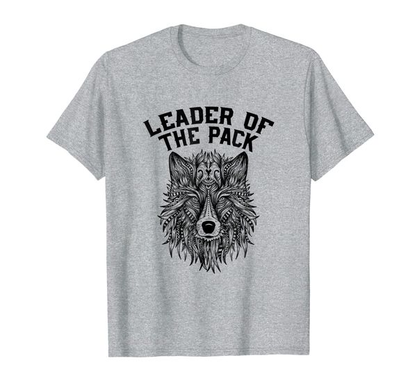 

leader of the pack wolf t shirt, White;black