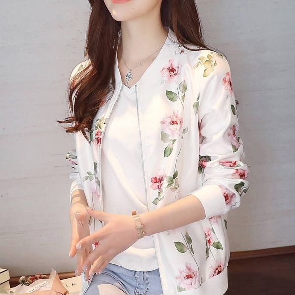 

2021 new fashion summer women bomber print jacket long sleeve basic jacket coats women thin slim short female jackets plue size, Black;brown