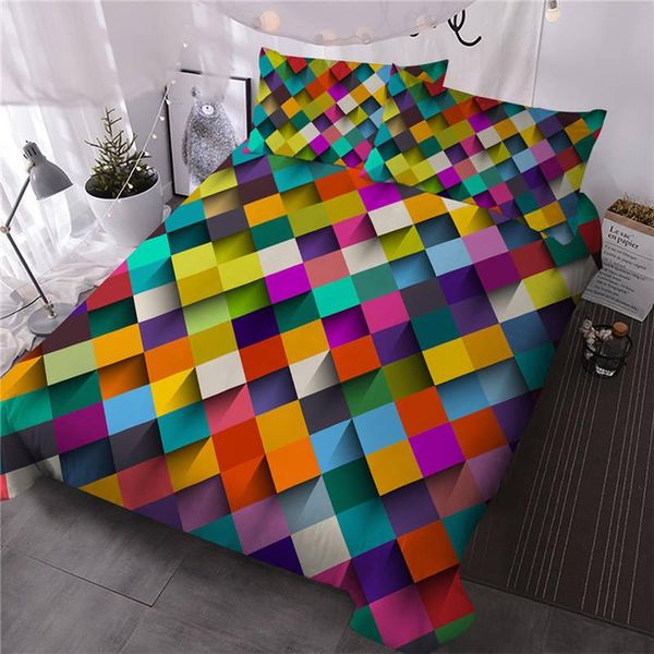 

bedding sets 3d building blocks print comforter set kids boy colorful game duvet cover pillowcases king  double single size