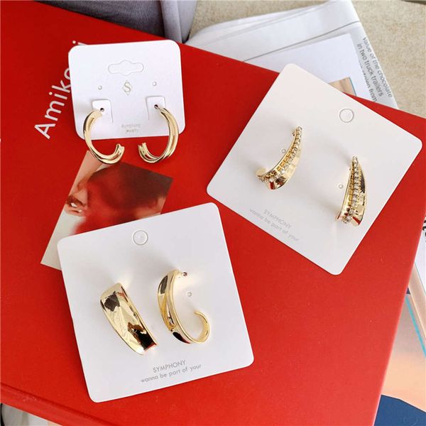 

hbp fashion new simple metal cool versatile earrings in autumn and winter of 2021, Silver