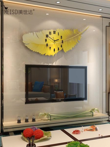 

feather clock wall clock living room decoration