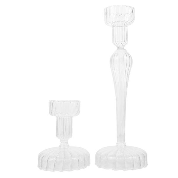 

candle holders 2 pcs standing striped stick glass holder decor