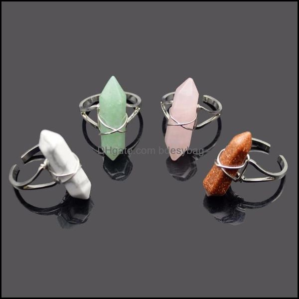 

cluster jewelrycluster rings retro healing stone natural amethysts agates quartz turquoises hexagonal handmade wrapped cuff adjustable drop, Golden;silver