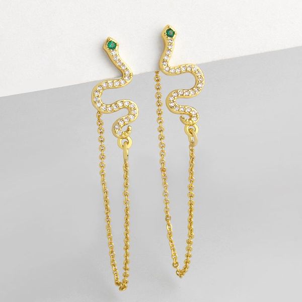 

dangle & chandelier cubic zirconia snake earrings for women gold chain tassel drop earring crystal statement trendy jewelry gift ersu42, Silver