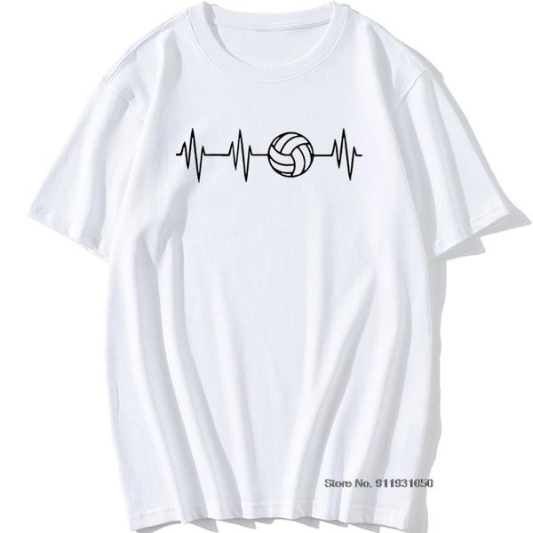 

men's t-shirts novelty heartbeat volleyball t shirt hip hop print graphic t-shirt 100% cotton unique funny o-neck short sleeve, White;black