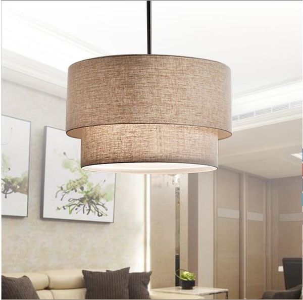 Lampada a sospensione a LED moderna con paralume in tessuto di lino, diametro 40/50 / 60CM Luci a sospensione a led per apparecchio di illuminazione per hotel Foyer Finning room