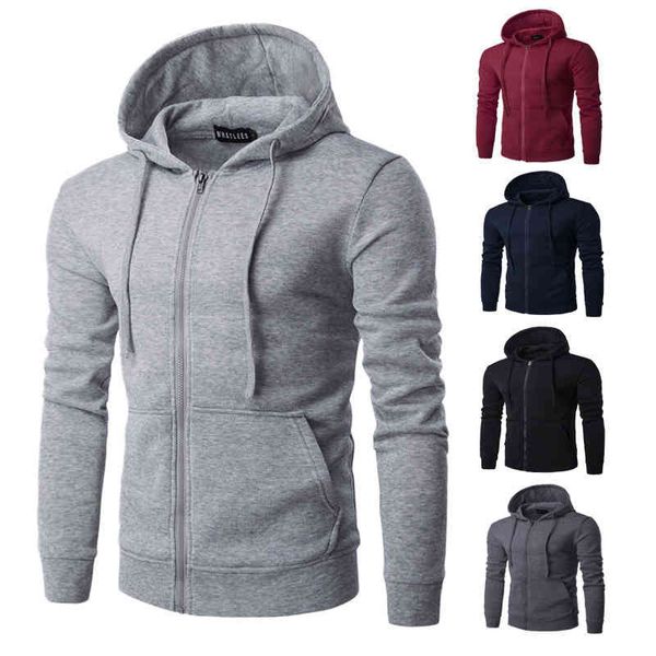 

9021 2019 hooded zipper sweater slim fit sportswear for men, Black
