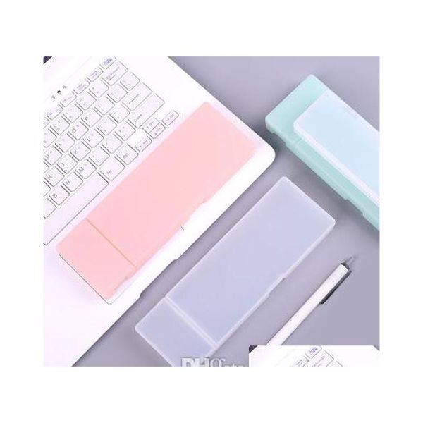 

solid color translucent frosted plastic stationery pencil box simple multifunctional storage pen pencil box creati jllort lucky2005