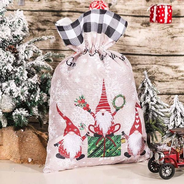 

christmas decorations three gnome candy bags cute gift big bag drawstring