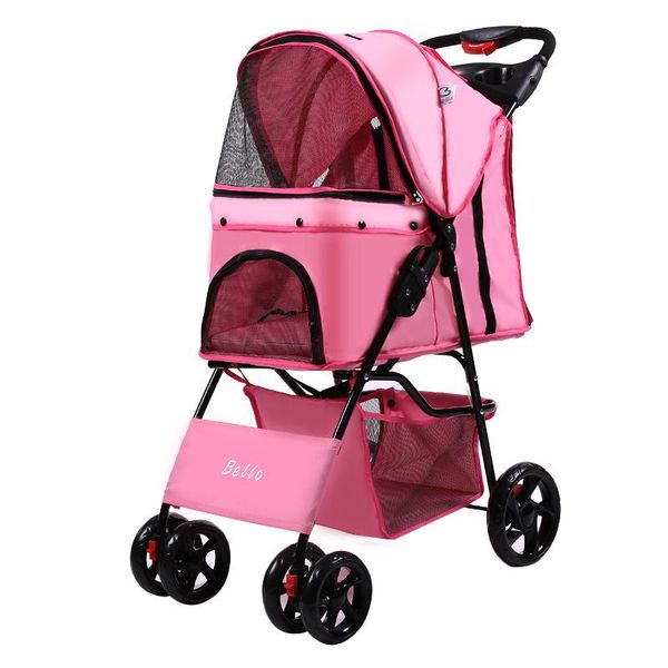 

dog car seat covers foldable four wheel oxford pet stroller for cat lightweight carrier strolling cart with storage layer
