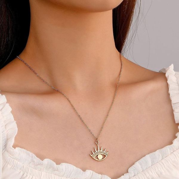

chains evil eye necklace women elegant necklaces for woman retro fashion pendant jewelry bohemia european alloy collares, Silver