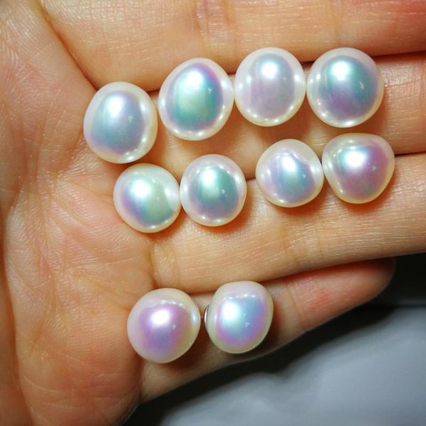 

stud 925 silver simple elegant style white flat round buttons coin shape natural freshwater pearls earrings, Golden;silver