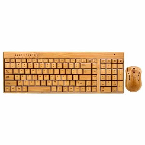 

keyboards bamboo keyboard mouse wireless combo set for lappc office usb plug and play ,natural mice novelty gifts