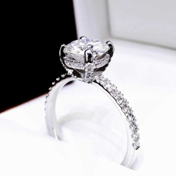 

cluster rings original 925 sterling silver ring finger 2ct cushion cut diamond wedding engagement for women z gemstone fine jewelry, Golden;silver