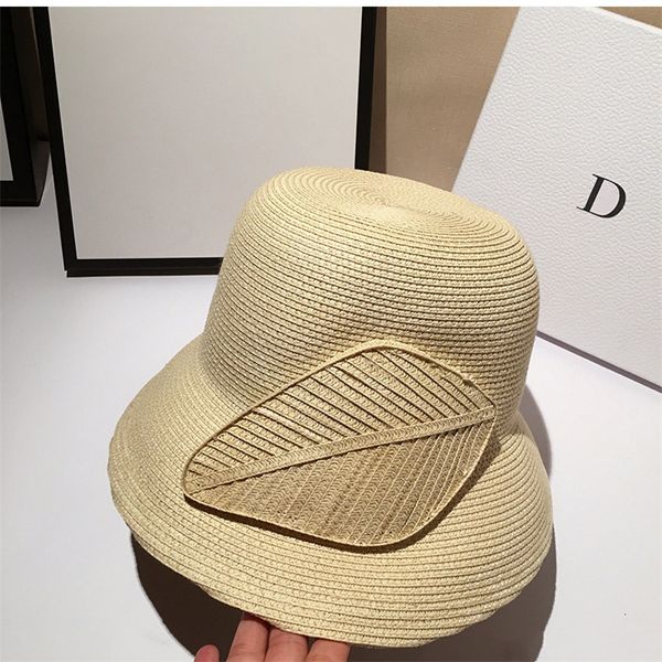 

female personality versatile flat straw children's summer leisure sunshade sun hat, Yellow