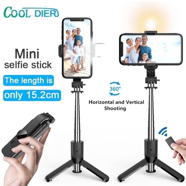 

mounts selfie monopods cool dier mini stick tripod monopod with fill light wireless bluetooth remote shutter for iphone