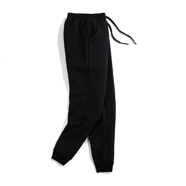

2021new men's simple solid color trousers cashmere thickened leisure sports leggings, Black