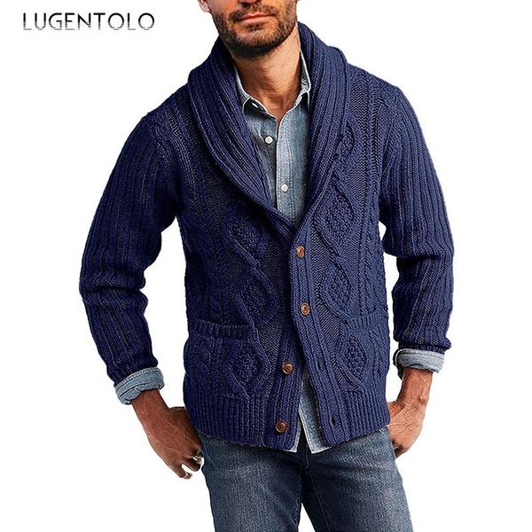 

men's sweaters knitted sweater men lapel cardigan solid autumn pocket single-breasted long sleeve simple street, White;black