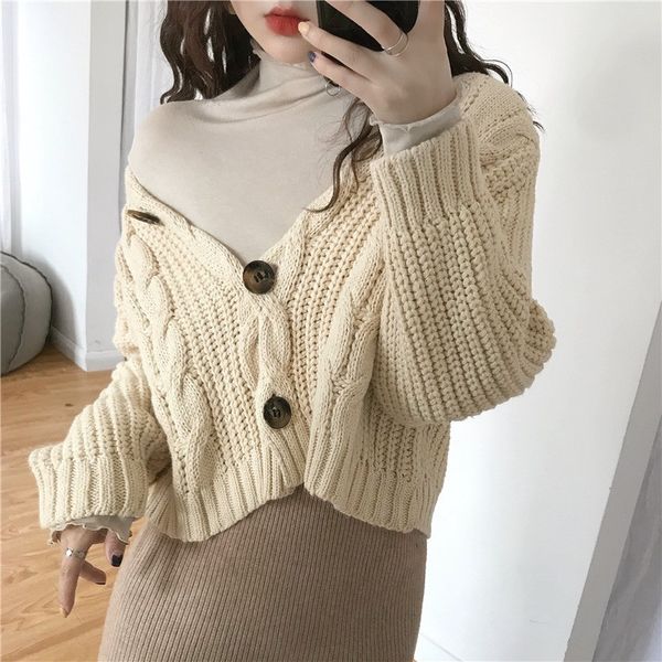 

women's knits & tees women cardigan short spring single autumn button long sleeve mode european small female bluffs pz2414 yu93, White