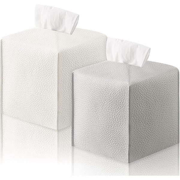 

tissue boxes & napkins 2 pieces box covers square holders pu leather facial with bottom belt