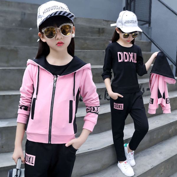 

dress 2021 spring new clothes 10 girls' three piece 12-year-old children's sports suit, White