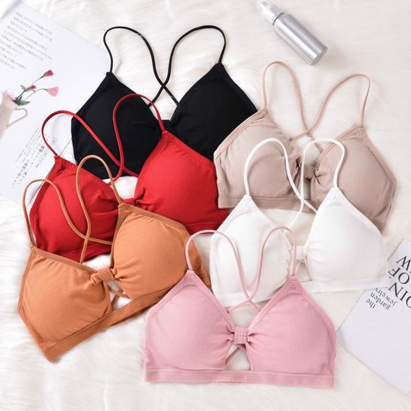 

bras 2021 women's summer back underwear is simple and comfortable without a steel ring gathering bra fresh, Red;black