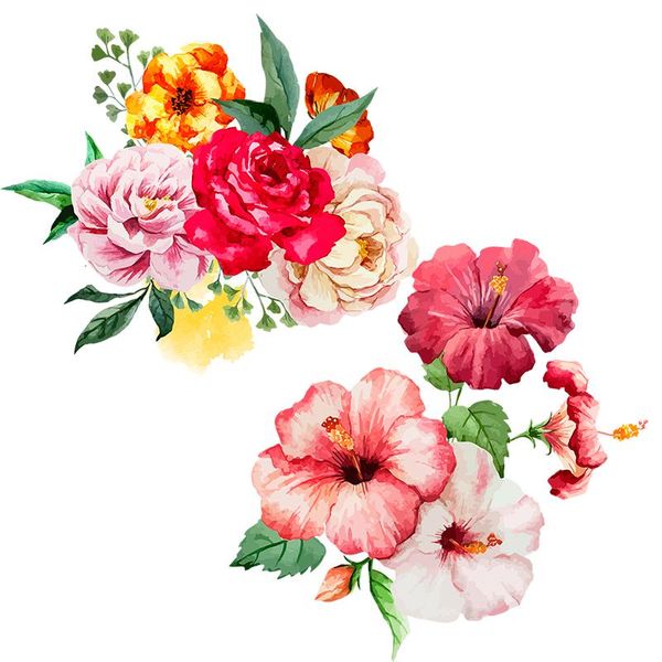 

wall stickers three ratels qcf32 spring bouquet romantic watercolor flowers family decoration refrigerator toilet decal