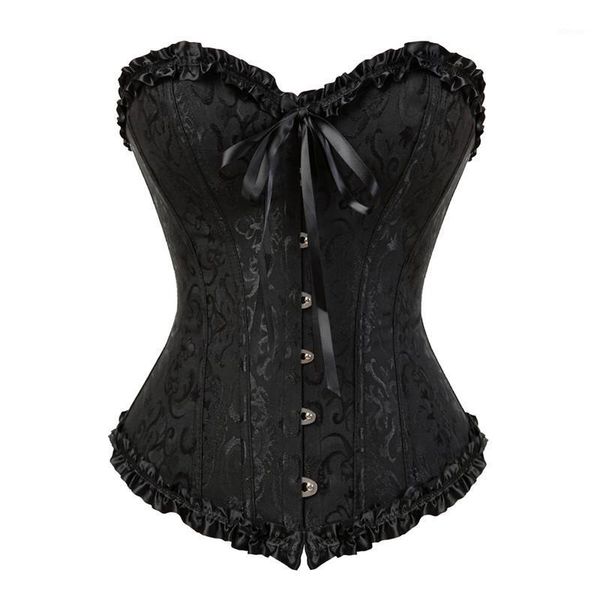 

overbust corset lace plus size erotic zip floral women bustier lingerie brocade victorian fashion drop bustiers & corsets, Black;white