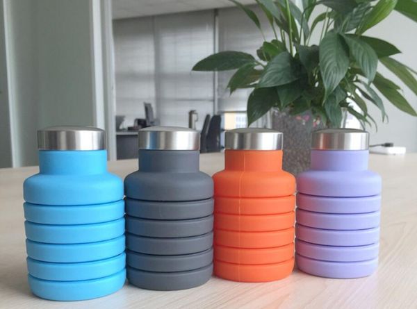 

water bottles 550ml grade silicone bottle travel portable folding kettle