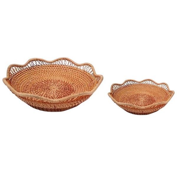 

hand-woven storage box fruit basket rattan basket wicker woven frame holder restaurant container decoration