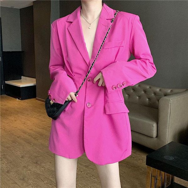 

women's suits & blazers rose-red slimming england style casual all-match 2021 women fresh chic gentle office lady loose solid leisure, White;black