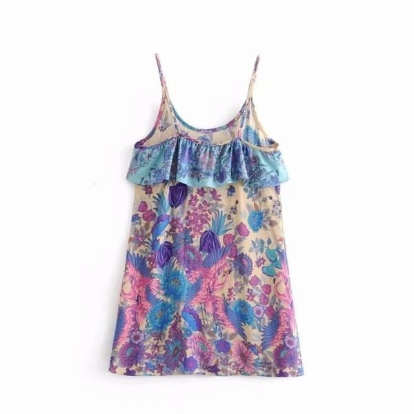 

print style summer flamingo new fashion ruffle holiday skirt with drawstring show thin open back dress, Black;gray
