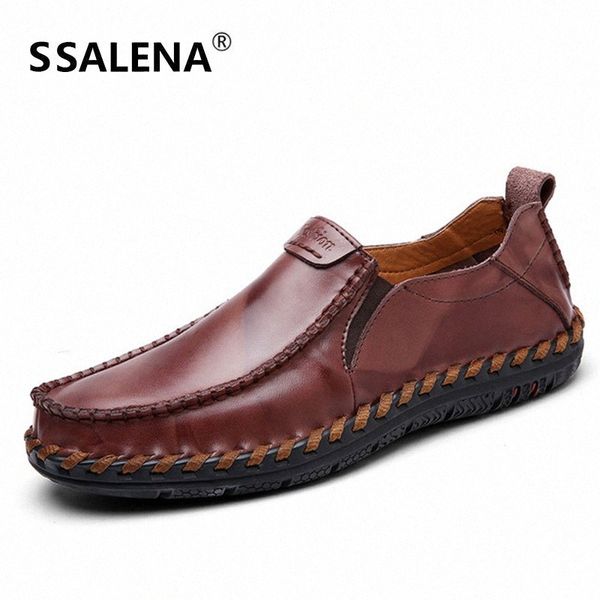 

mens casual leather flats shoes handmade breathable driving shoes mens slip on wear resistant moccasins 11636 i35c#, Black