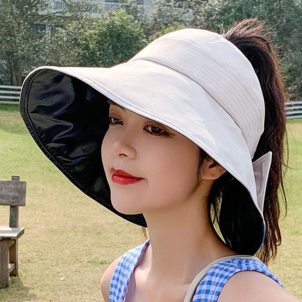 

wide brim hats fibonacci sun empty visor hat foldable cool for women's split fork bow beach summer uv protection bucket, Blue;gray