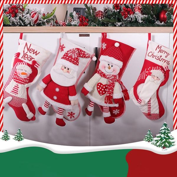 

christmas decorations 4 pcs stockings, xmas fireplace socks candy gift bag tree hanging ornaments decoration