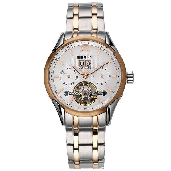 

wristwatches men's automatic watches luxury watch 5atm waterproof reloj hombre orologio uomo montre homme mechanical fashion male clock, Slivery;brown