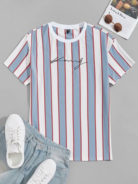 

men striped letter graphic tee f1mb#, White;black