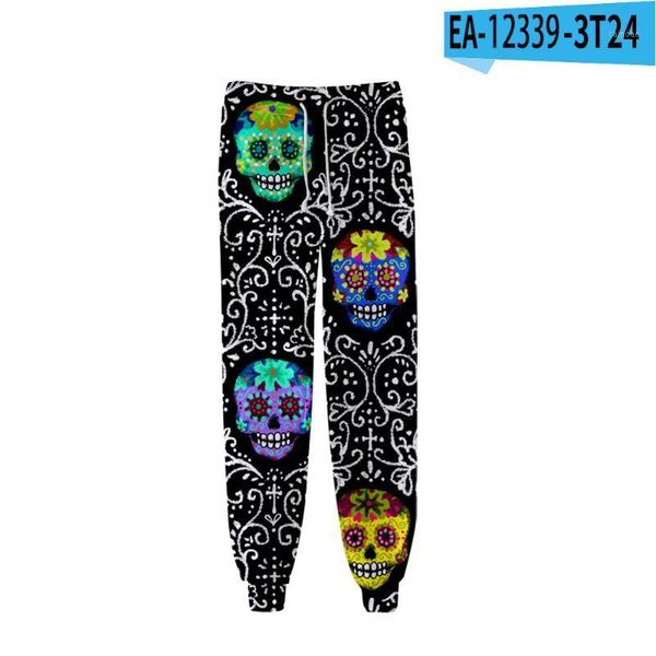 

men's pants fashionable jogger with skull patterns and ankle length, Black