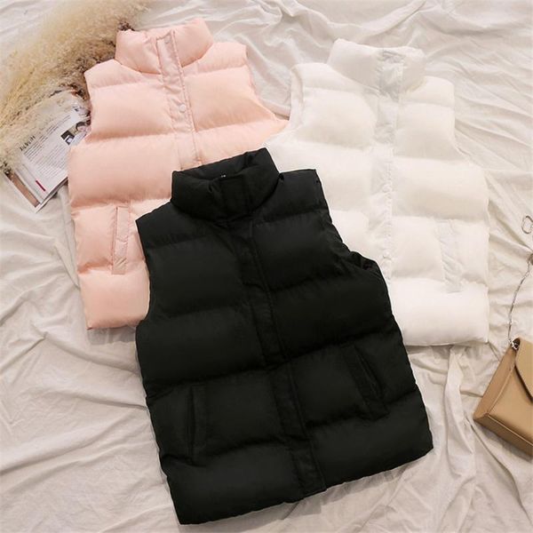 

women's vests gowyimmes autumn women short down cotton vest lady cotton-padded female sleeveless jacket winter clothes outwear pd985, Black;white