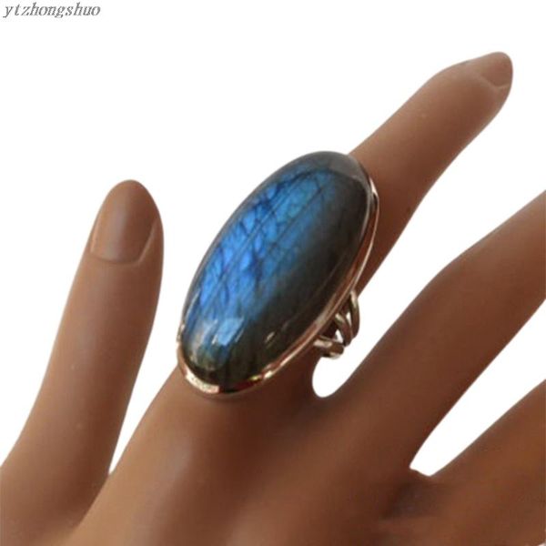 

wedding rings antique tibetan big oval moonstone ring oversized healing crystal fire opal for women vintage jewelry 1pc size 6-10, Slivery;golden