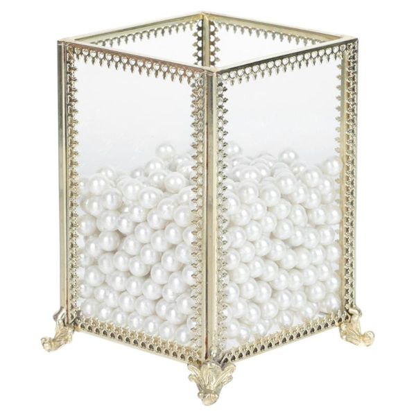 

car organizer 1pc special glass makeup brush bucket pearl pencil storage box