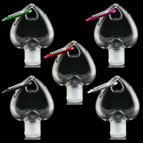 

storage bottles & jars 5/10 pcs 50ml portable love heart shape empty refillable with key ring travel hand sanitizer bottle hook carrier